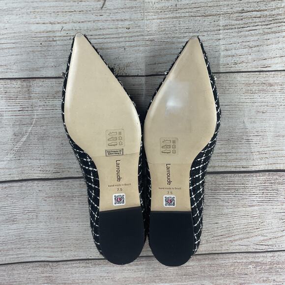 Larroude Lee Womens Sz 7.5 Flats Tweed Milano Black - Picture 9 of 12